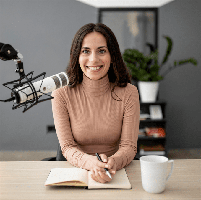 A Girl With Mic for Podcast